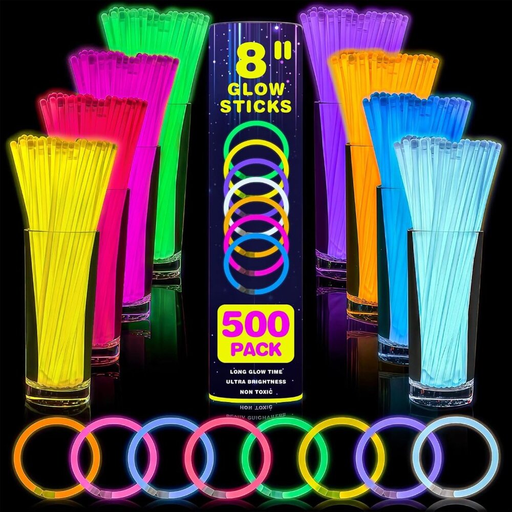 Vibrant 500 PCS Glow Sticks with Connectors for Festivals, Parties, and Concerts